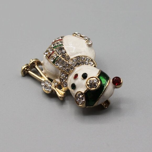 Snowman Holidays Christmas pin brooch jewelry fashion cute adorable red green - Picture 9 of 11